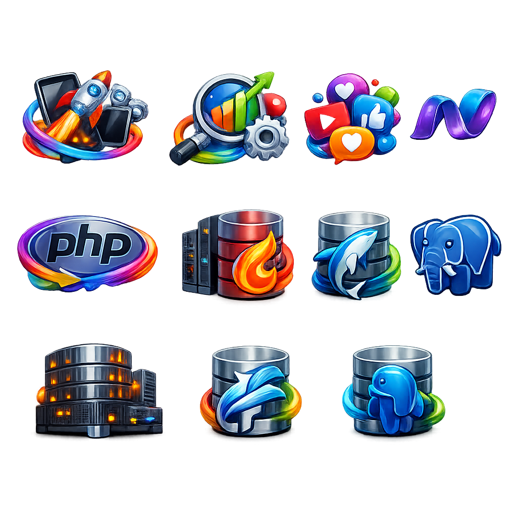 SQL Server, MySQL and PostgreSQL database development